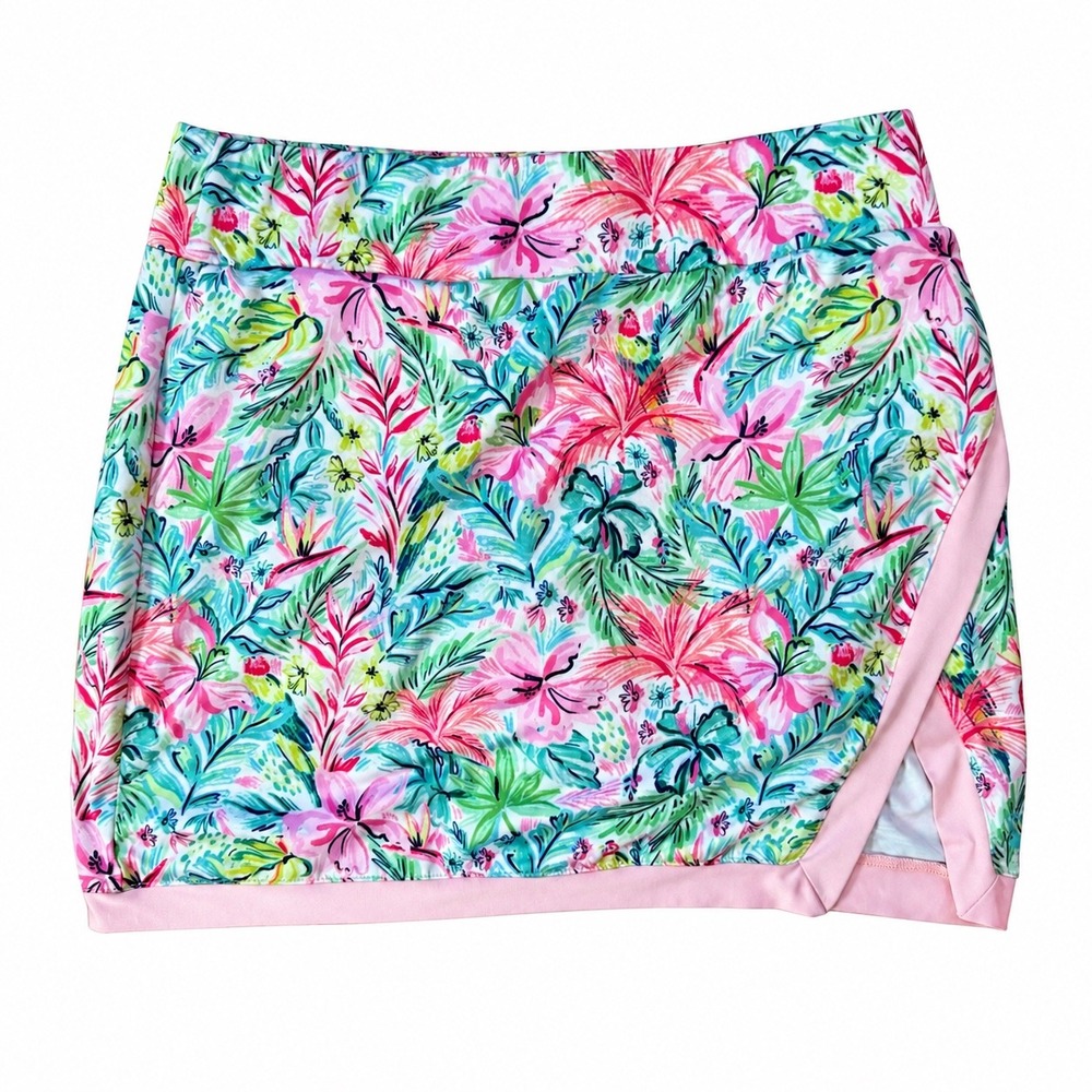 Stella Parker Sport Women Pink Tropical Floral Golf Tennis Skort Skirt Size M